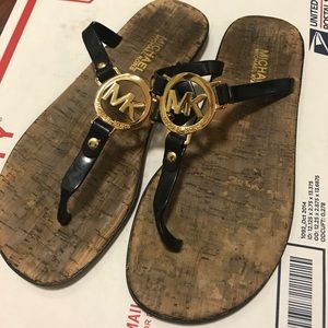 Michael Kors Black Gold Sandal Flip Flop